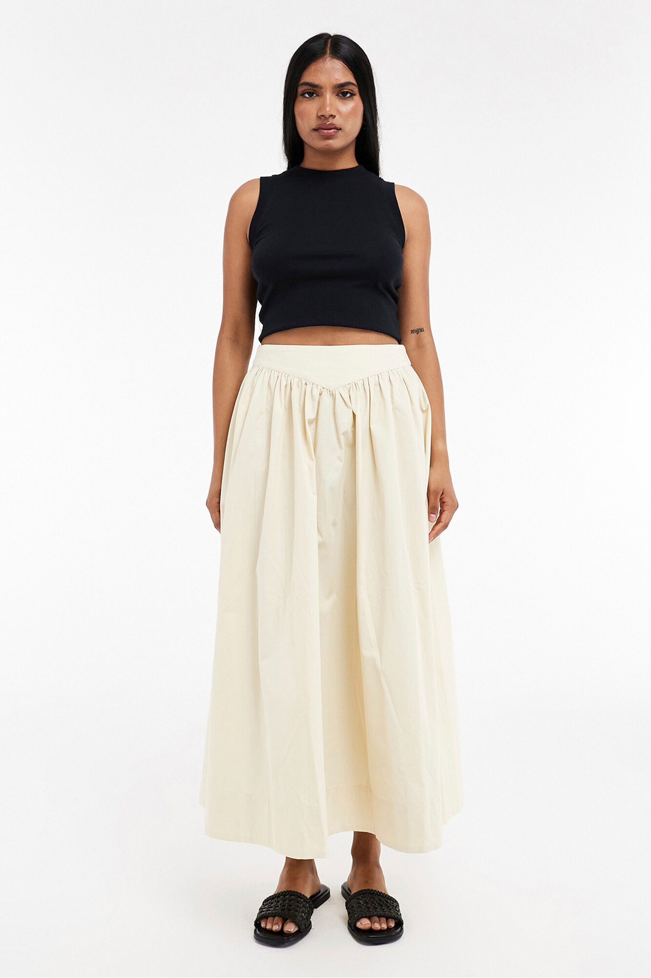 Topshop Saia comprida com detalhe franzido