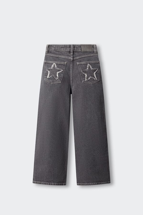 Springfield Kids Girls' basic denim wide leg trousers grey