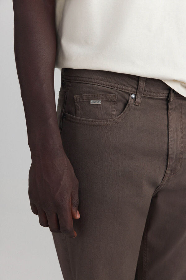 Springfield Washed slim fit 5-pocket trousers nude