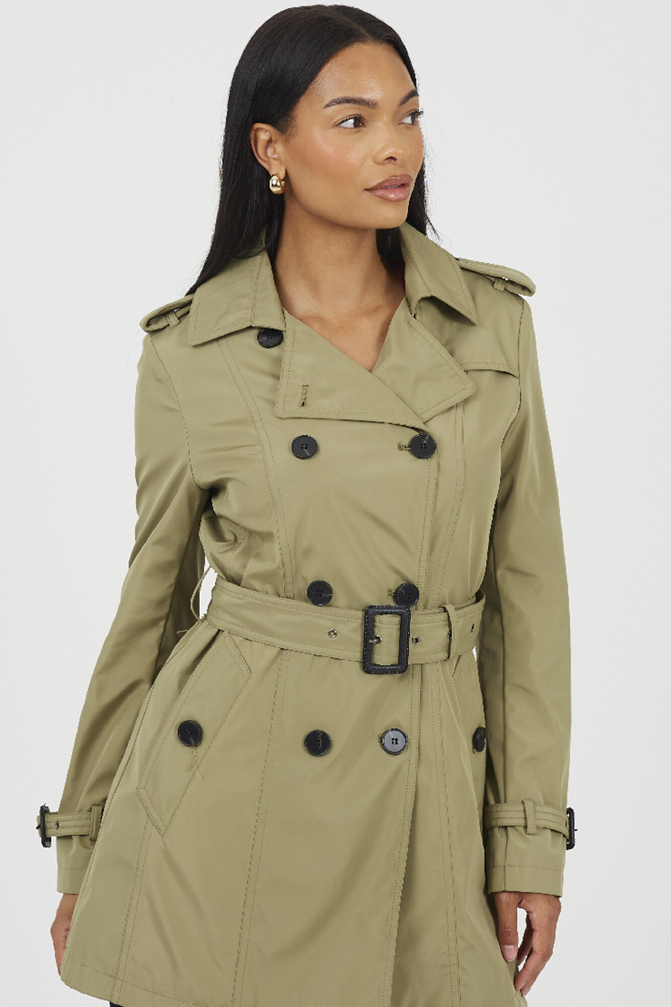 Brave Soul Gabardina con cintur&oacute;n y botones