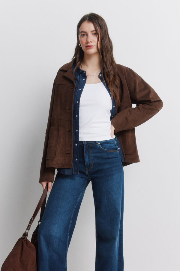 Springfield Wide high-rise jeans blue