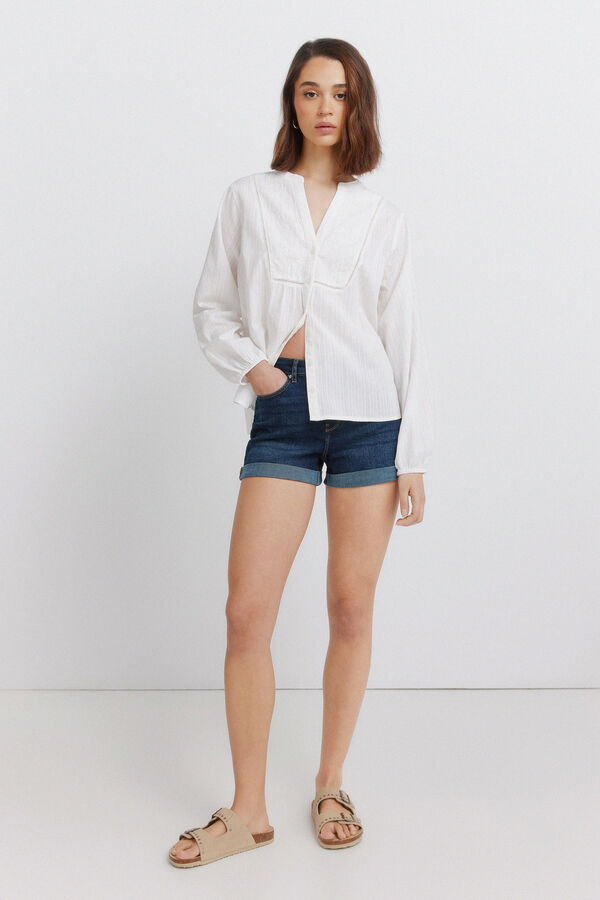 Springfield Embroidered long sleeve blouse printed