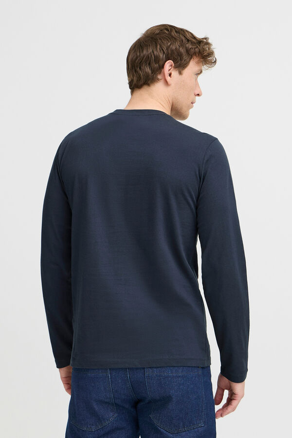 Blend Camiseta manga comprida com logo  azul