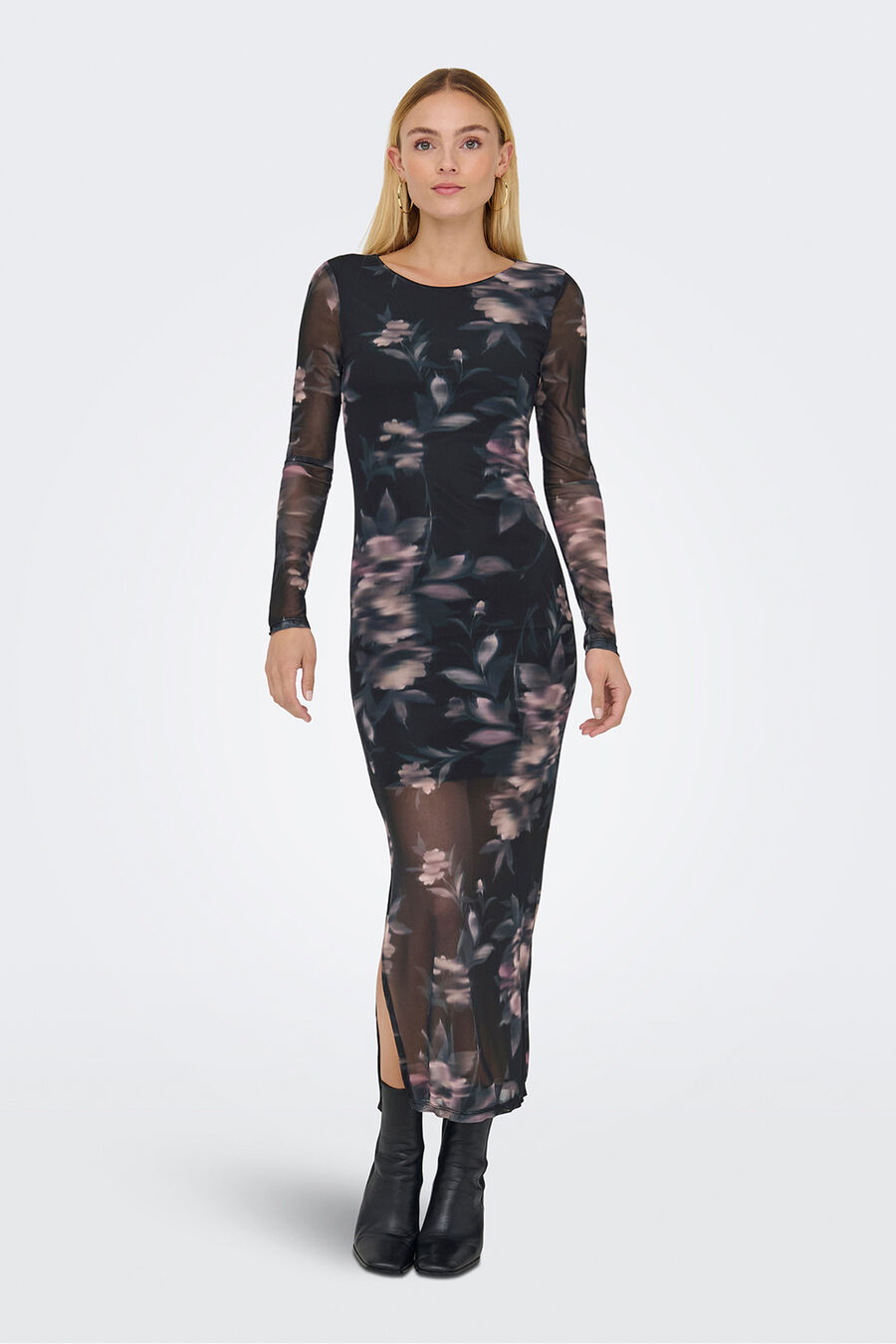 Vestido largo semitransparente