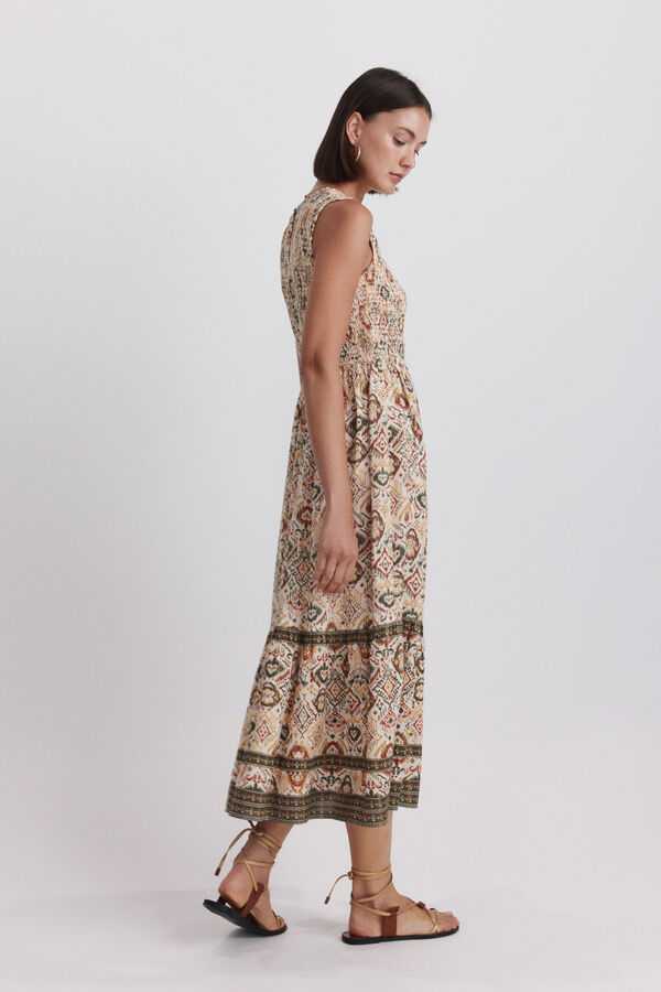 Springfield Vestido midi halter em tecido favo de mel branco