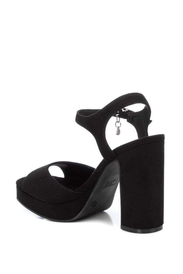Springfield Women's black faux suede sandal  crna