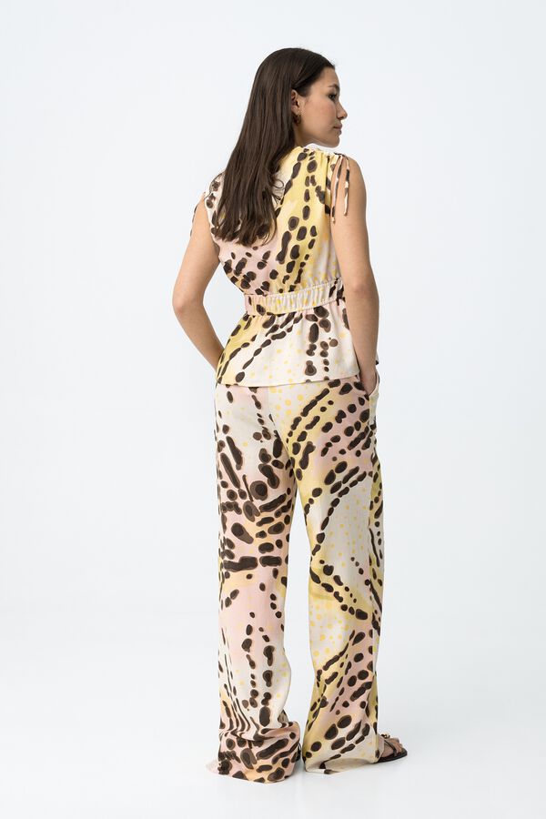 Tiffosi Pantalones wide leg estampados blanco