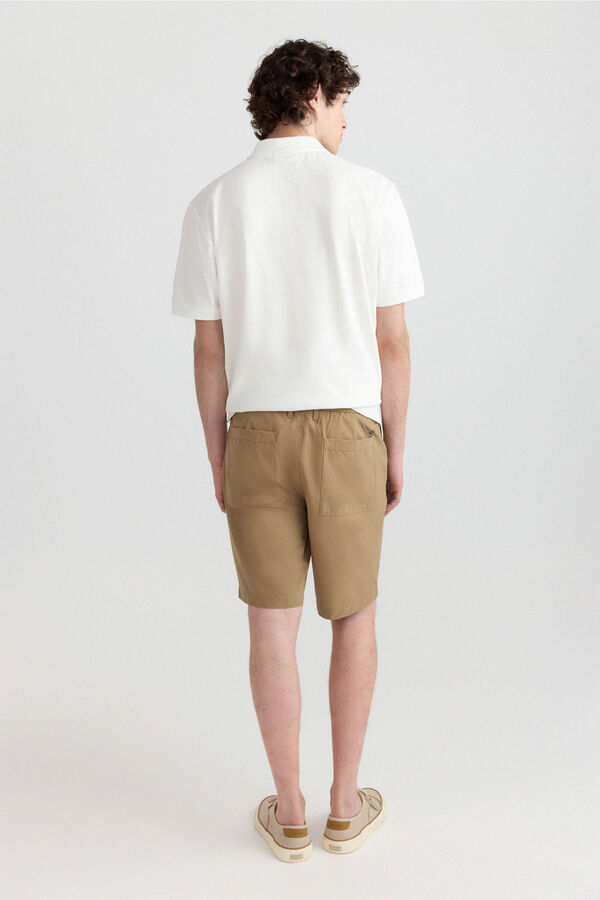 Springfield Wide & relaxed fit technical Bermuda shorts brown