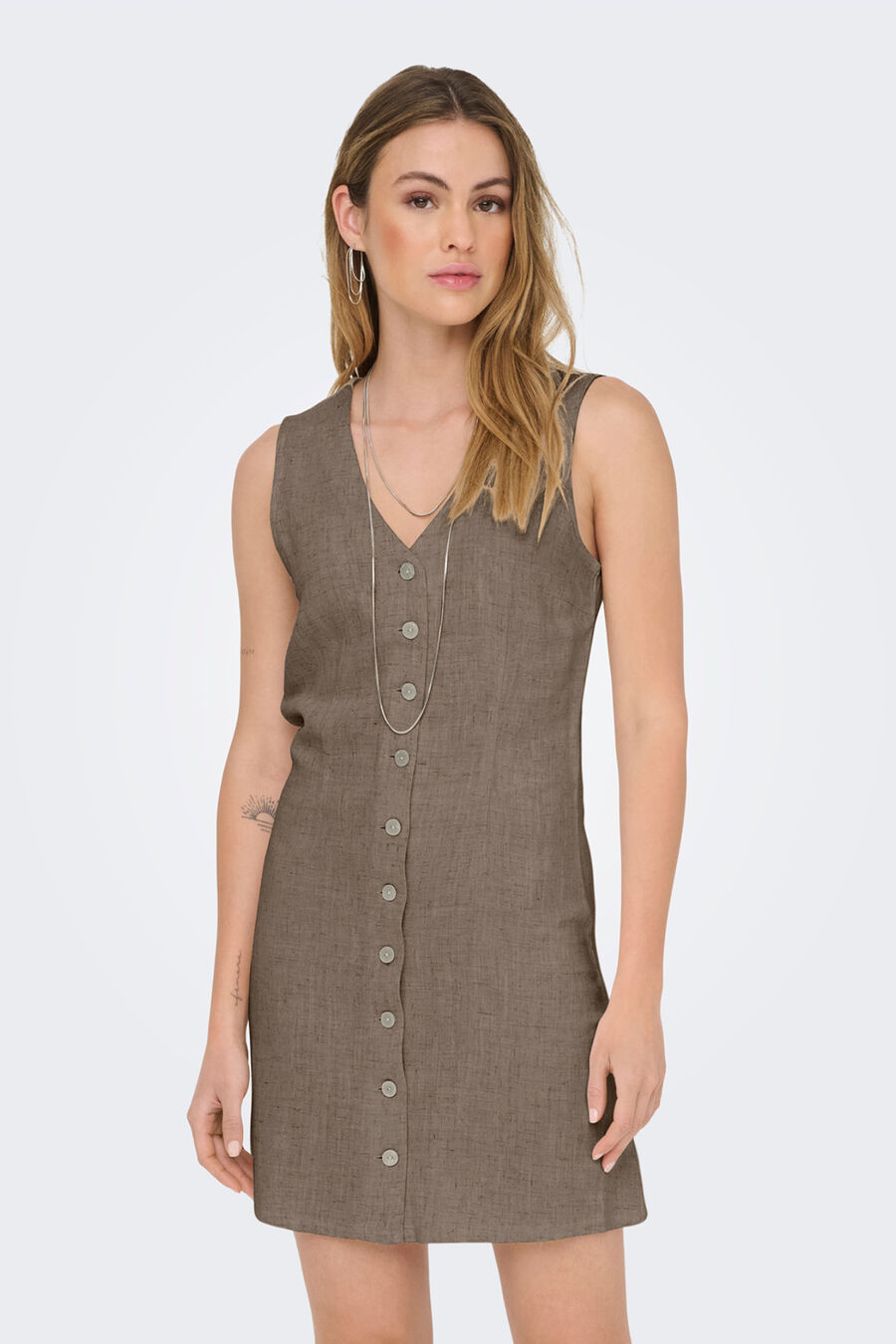 Vestido corto de lino