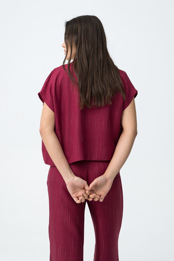 Tiffosi Camisa relaxed corta burdeos