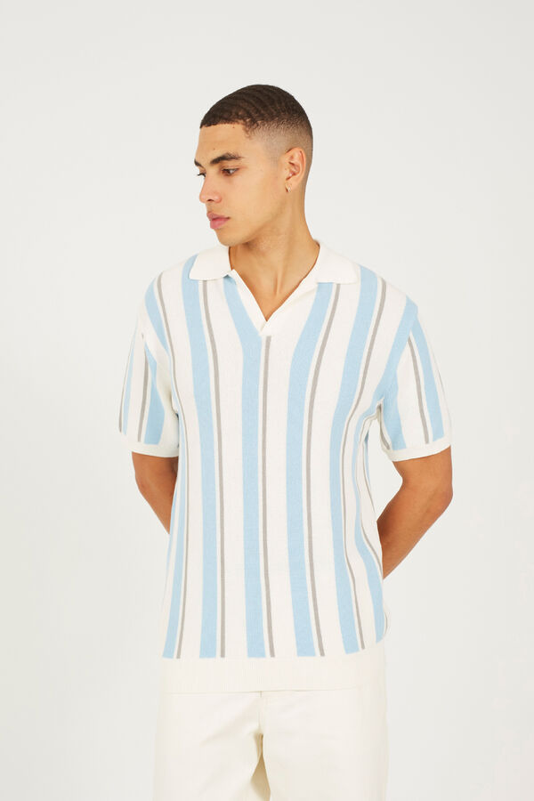 Brave Soul Jersey-knit polo shirt with short sleeves blue