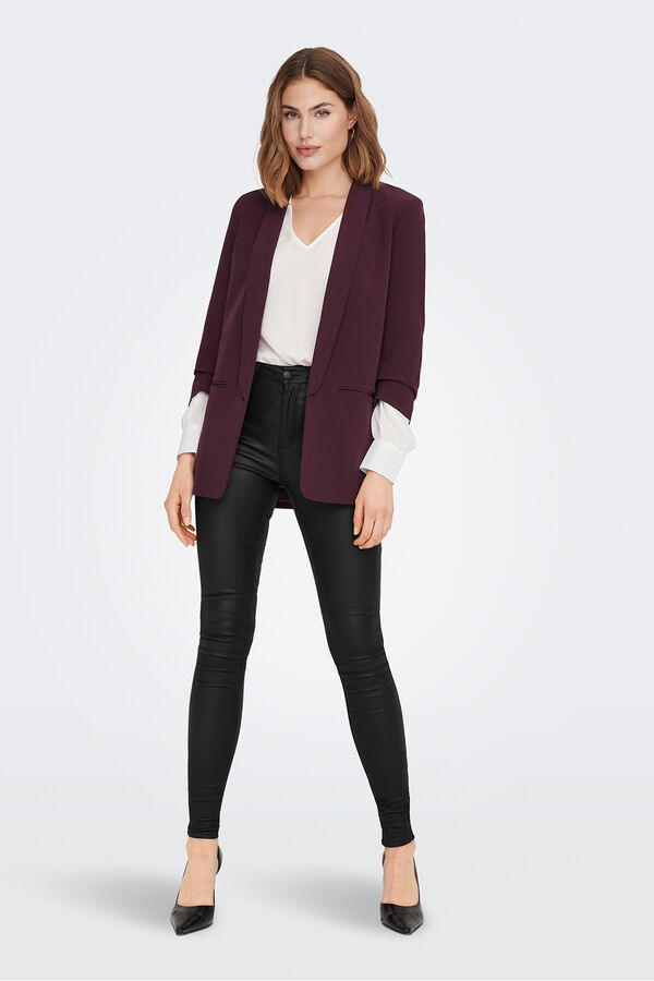 Only Blazer aberta manga arrega&ccedil;ada rosa