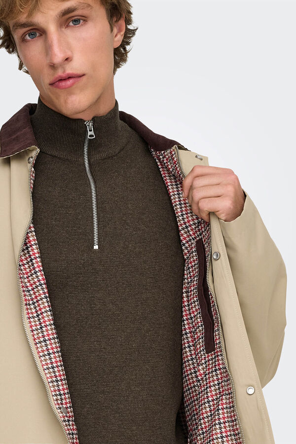 Only & Sons Abrigo con cuello pana beige