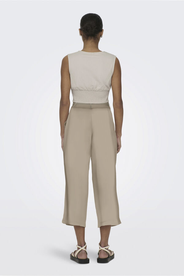 Springfield Linen blend palazzo trousers gray