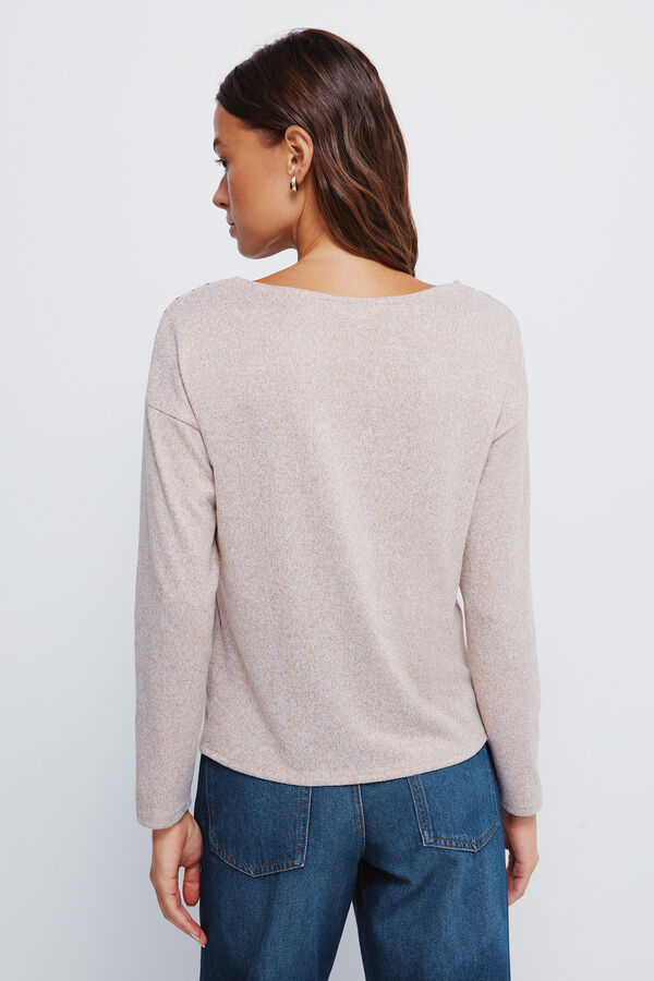 Springfield Studded boat neck T-shirt nude