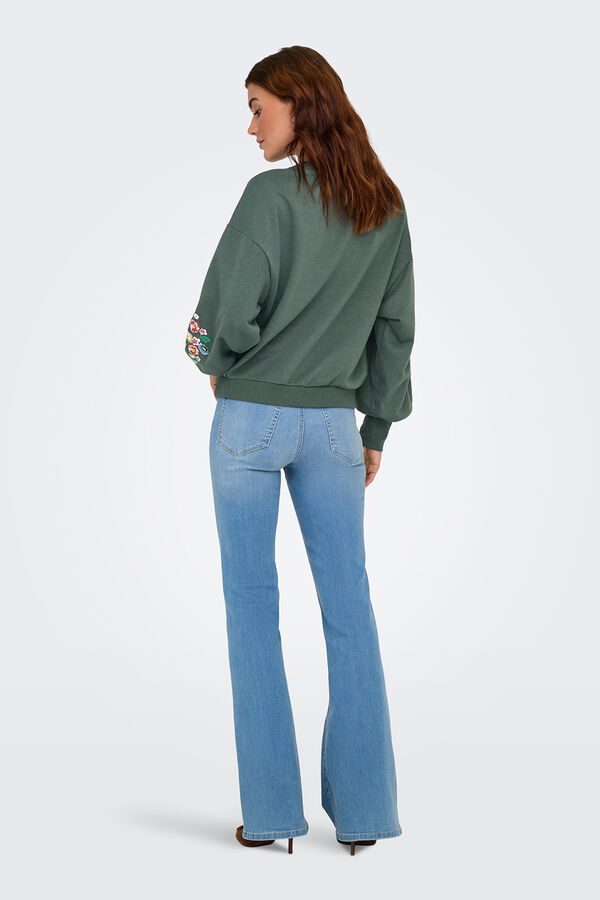 Only Sudadera cuello redondo kaki