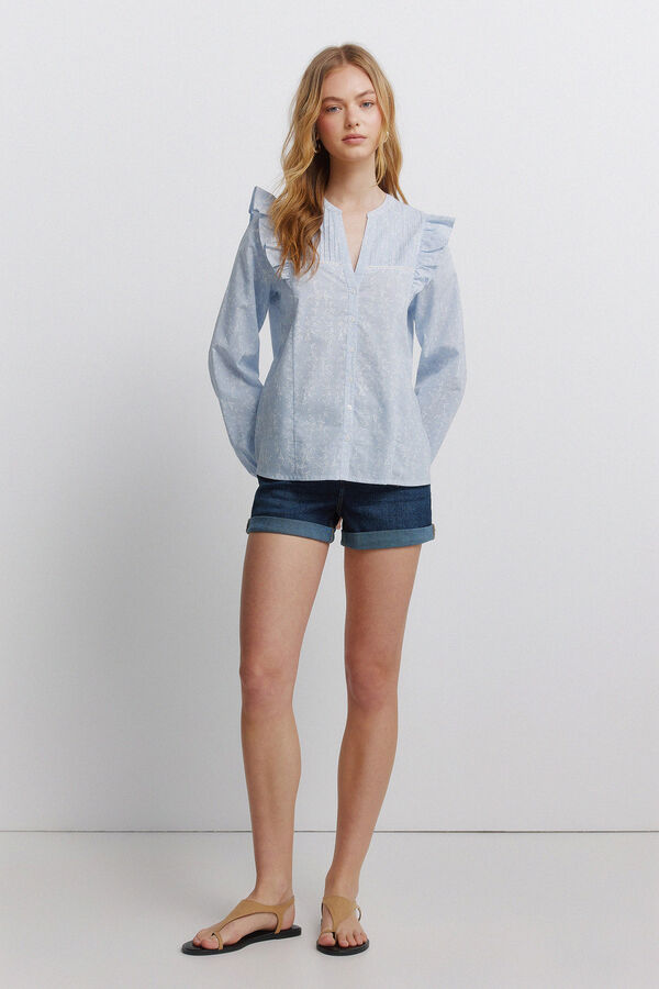 Springfield Romantic ruffled shirt blue