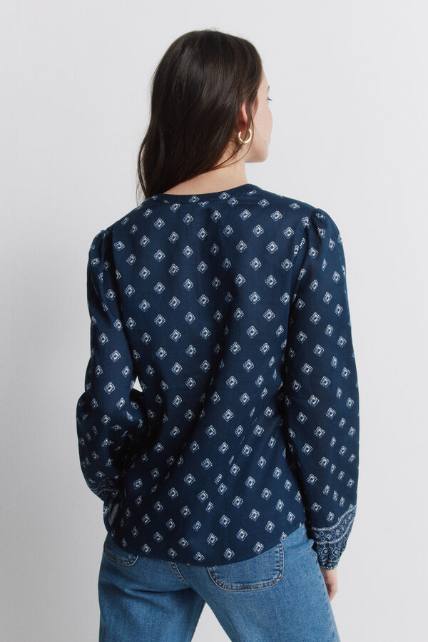 Springfield Printed long sleeve shirt blue