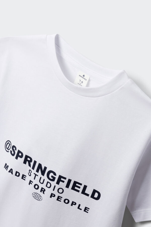 Springfield Kids Dečija majica sa kratkim rukavima &scaron;irokog kroja Bela