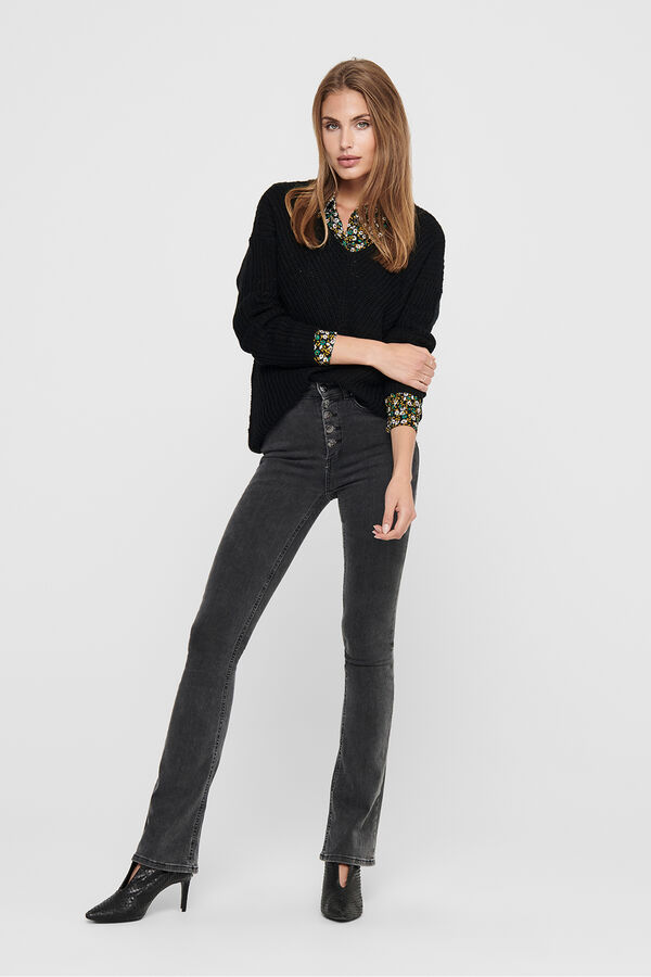 JDY Jersey cuello pico negro