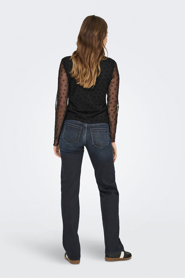 Only Top manga semitransparente negro