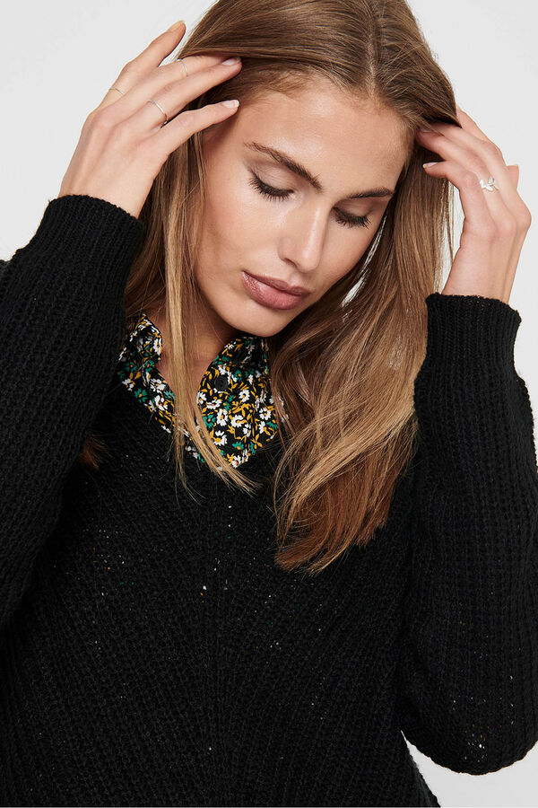 JDY Jersey cuello pico negro