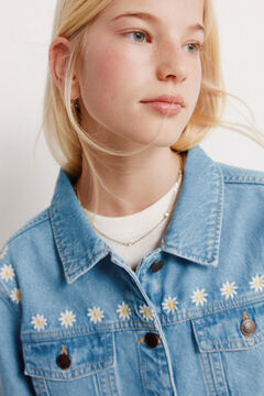 Springfield Kids Blus&atilde;o trucker de menina em denim com margaridas