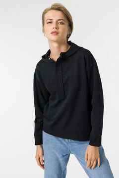 Springfield Sweatshirt de piqué com capuz preto