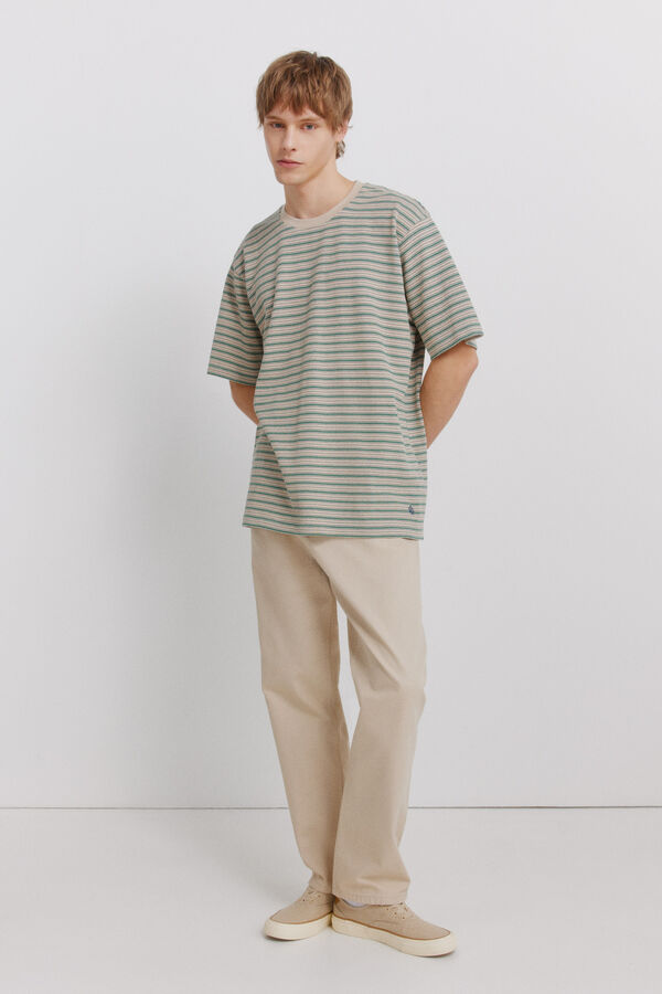 Springfield Piqu&eacute; striped T-shirt nude