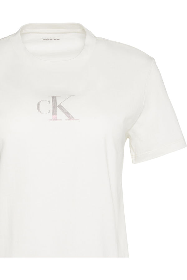 CK Jeans Camiseta dise&ntilde;o cristales brillantes marfil