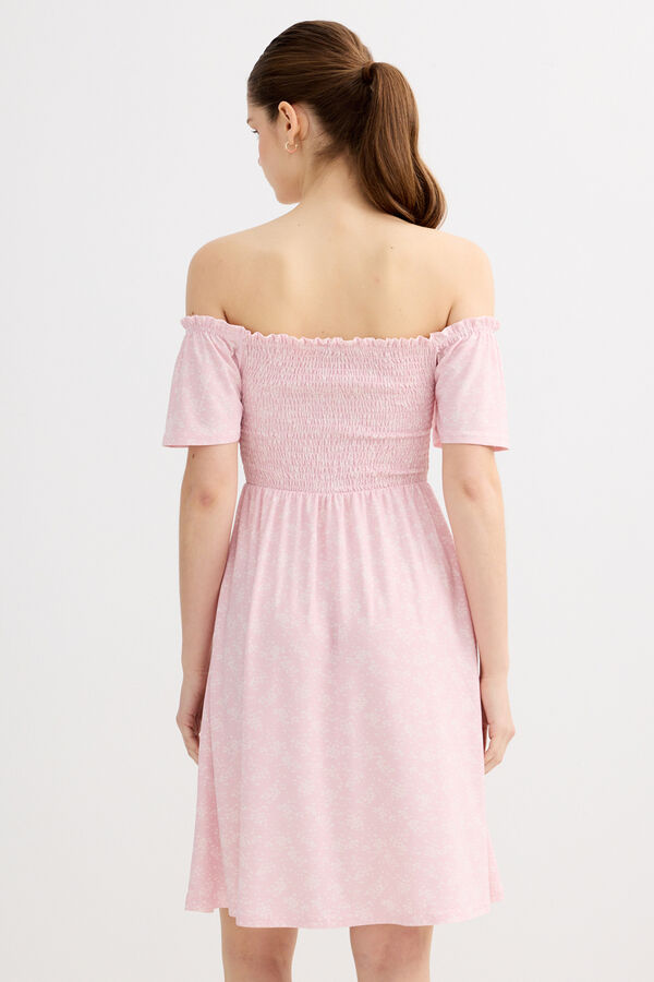 Inside Off-the-shoulder short dress pink
