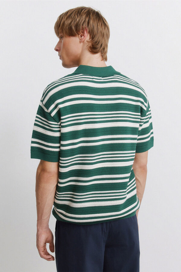 Springfield Striped link structure polo shirt green