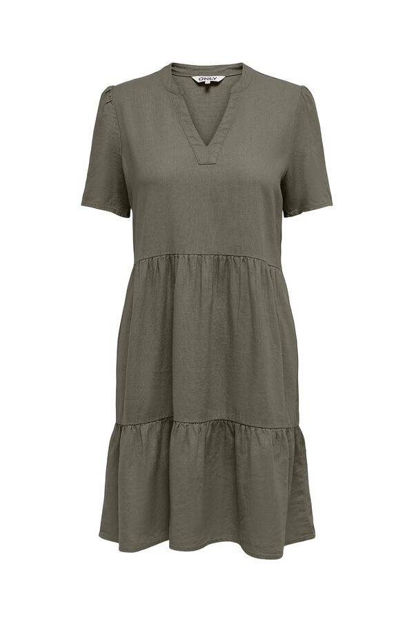 Only Vestido corto de lino kaki
