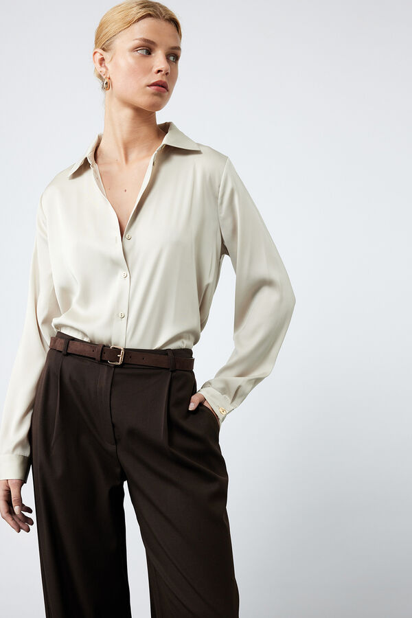 Koton Camisa de sat&eacute;n nude