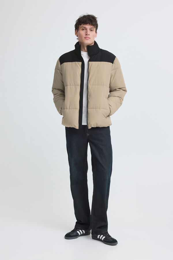 Blend Two-tone puffer jacket beige
