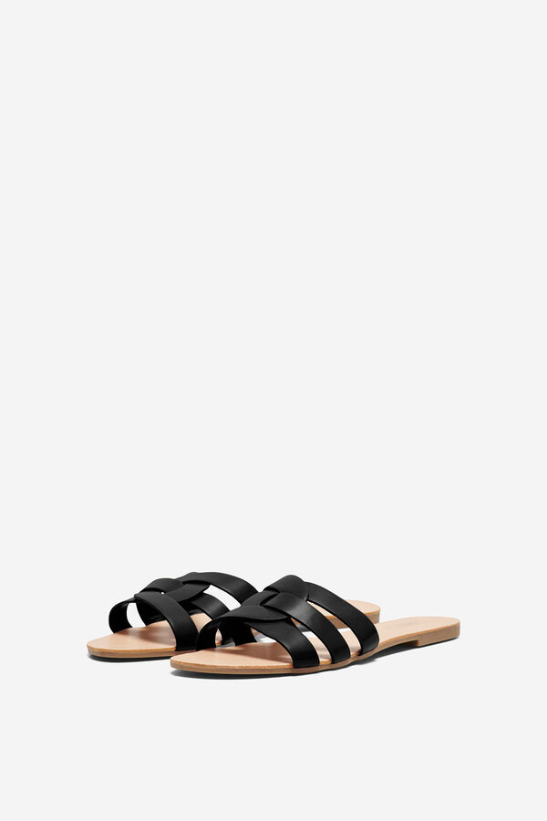Springfield Faux leather flat sandal crna