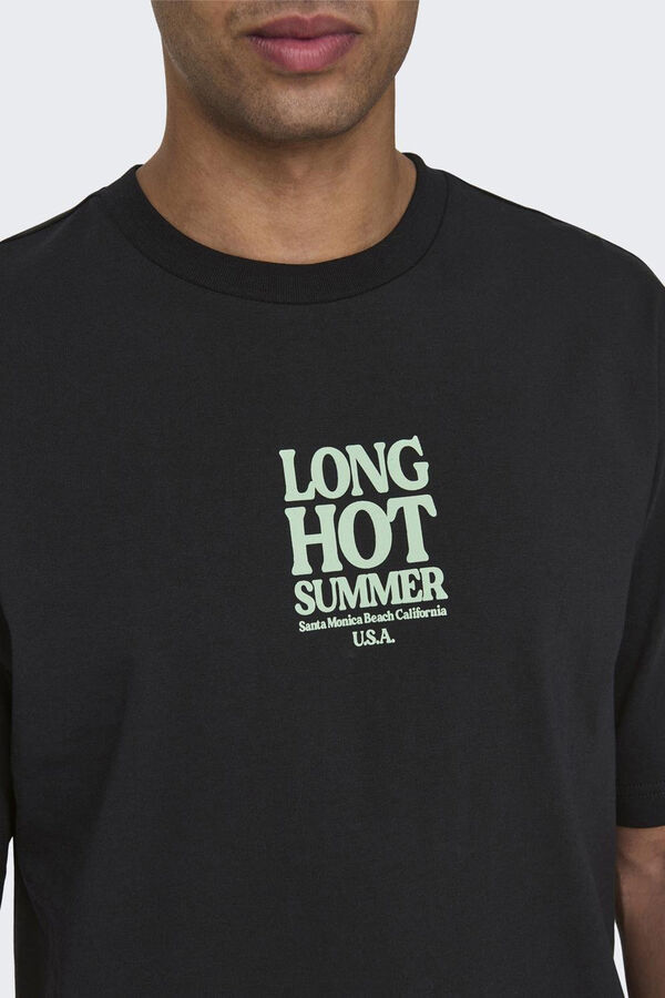 Springfield Slogan T-shirt with short sleeves crna