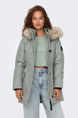 Parka con capucha con pelo