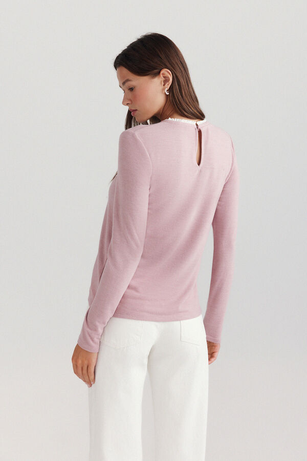 Springfield Long sleeve pleated T-shirt pink
