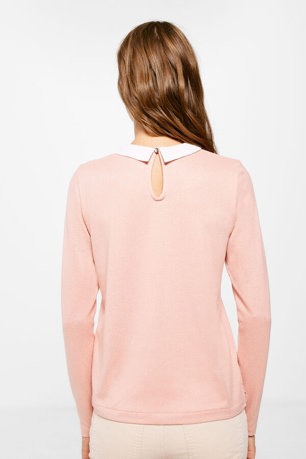 Springfield Two-material collar T-shirt pink