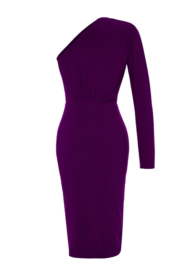 Trendyol Vestido de punto midi con hombro descubierto morado/lila