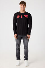 Inside T-shirt com estampado interna preto