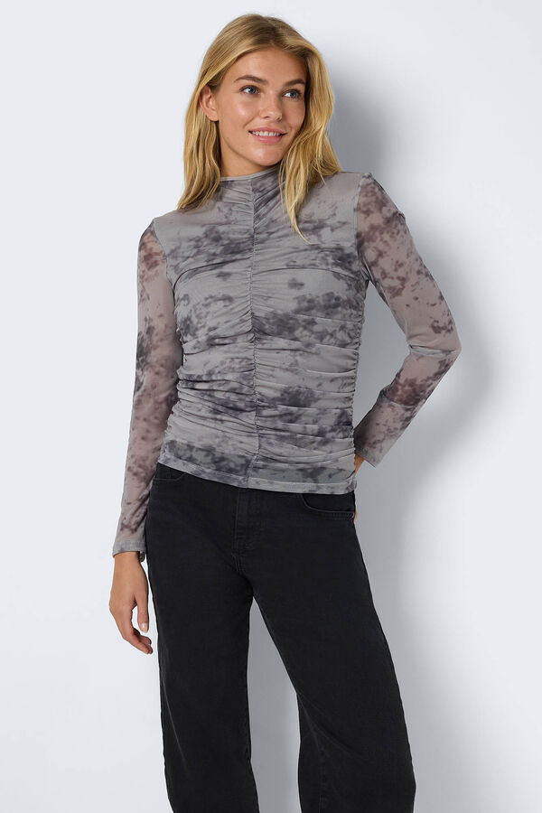 Noisy May Mesh top with gathered front  grey