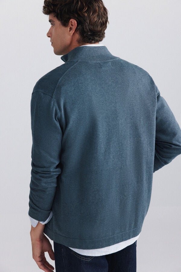 Springfield Basic zip fastening cardigan blue