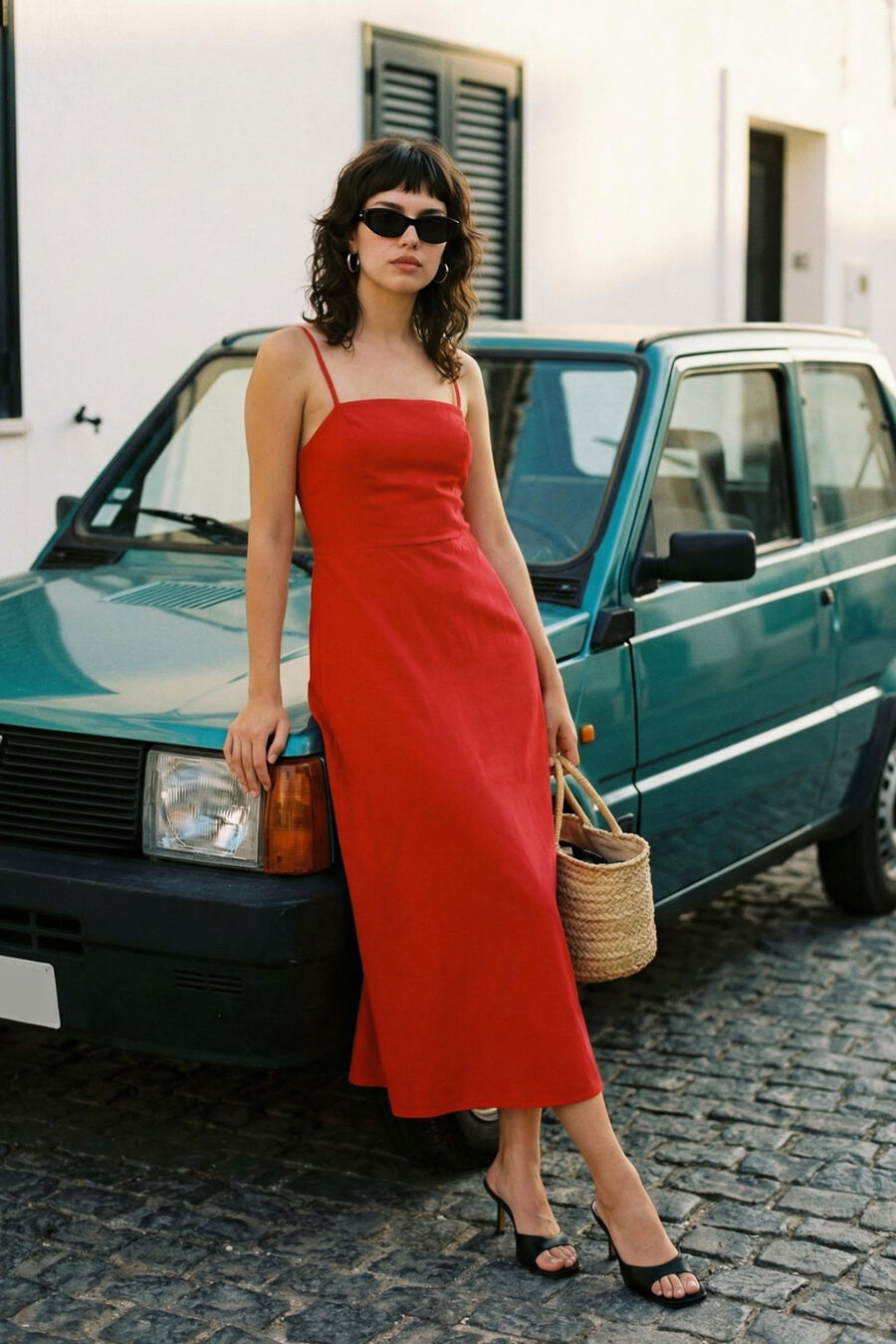 Vestido largo recto tirantes