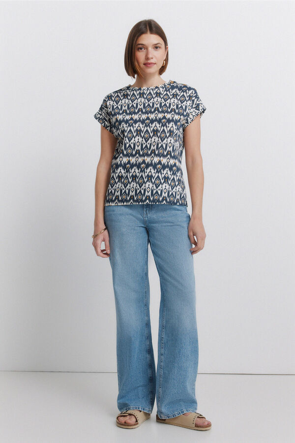 Springfield Printed button T-shirt blue