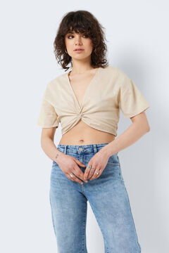 Springfield Cropped linen blouse white