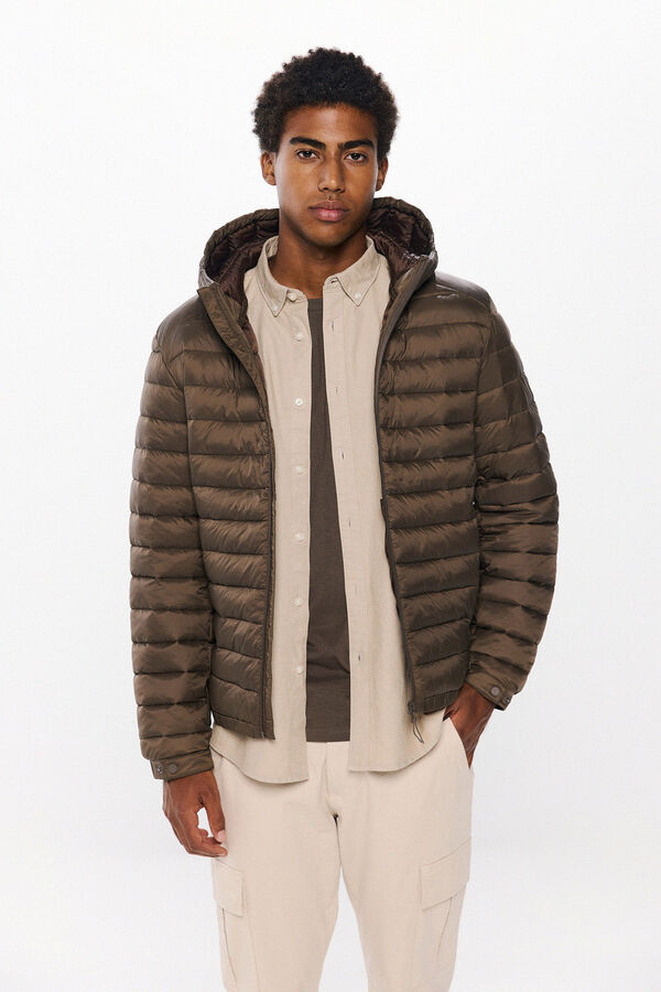 Springfield Quilted hooded jacket brown