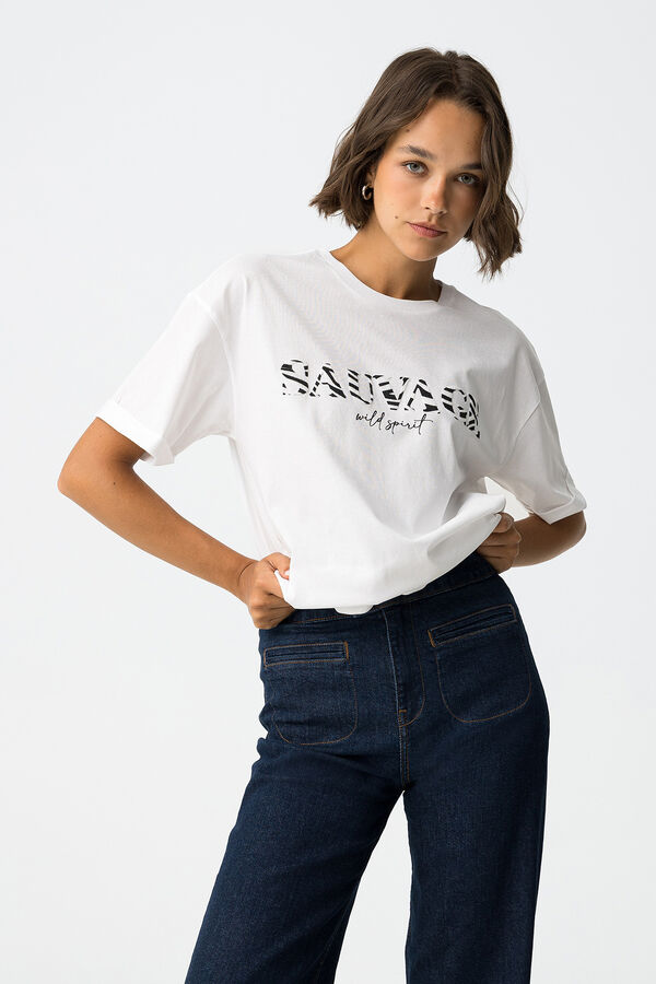 Tiffosi T-shirt descontra&iacute;da com estampado de zebra branco