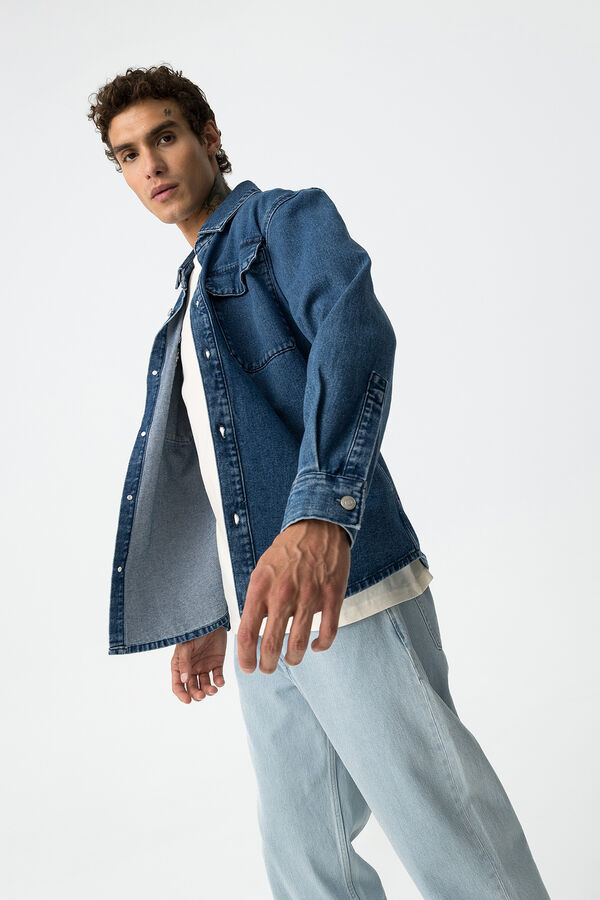 Tiffosi Camisa Oversized de Denim azul